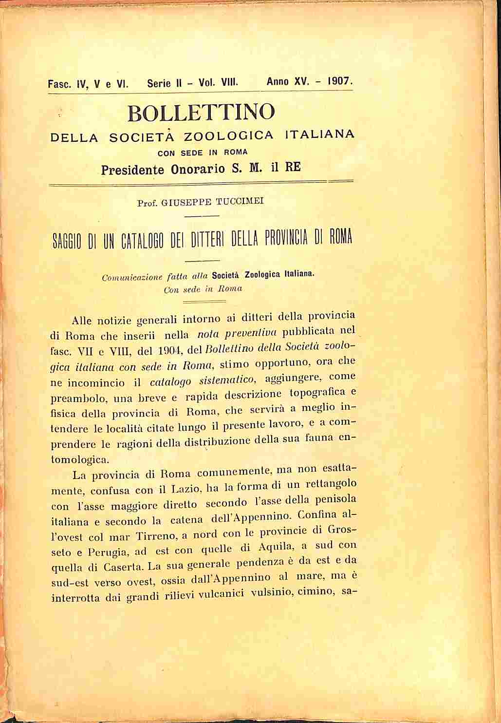 Saggio di un catalogo dei ditteri della provincia di Roma   Parte I